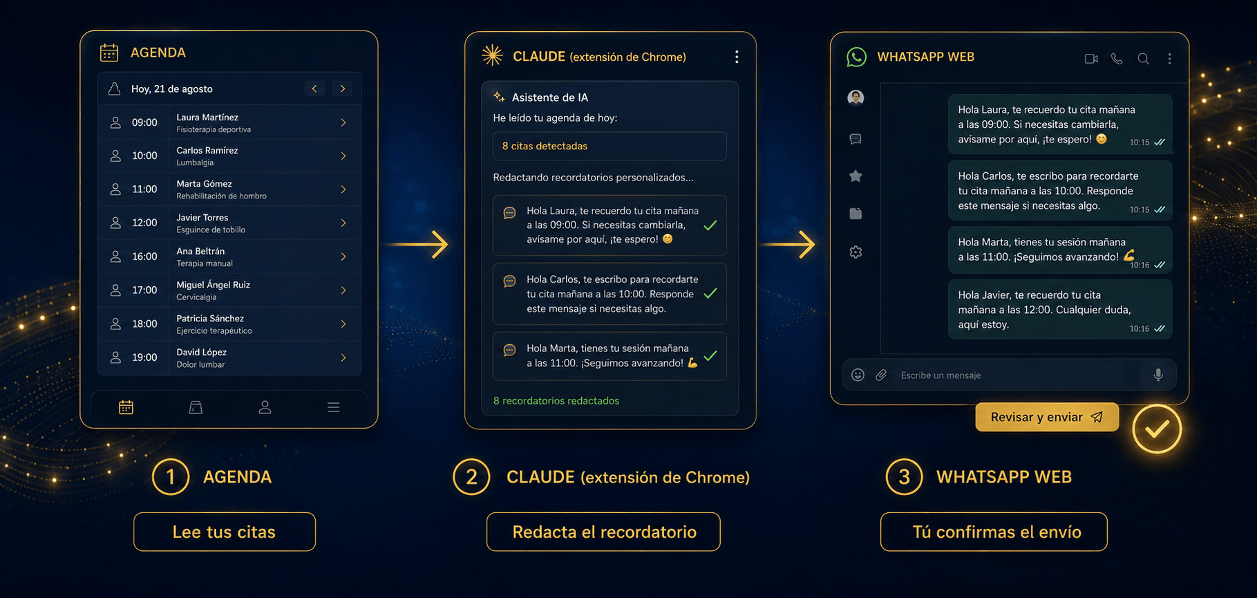 Cómo usar Claude y la extensión de Chrome para preparar recordatorios de citas de fisioterapia por WhatsApp